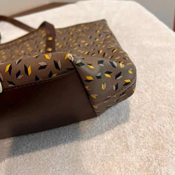 Fossil Jenna PVC Tote Bag Double Handle Key Accent Medium Zipper Shoulder Bag - Picture 9 of 16